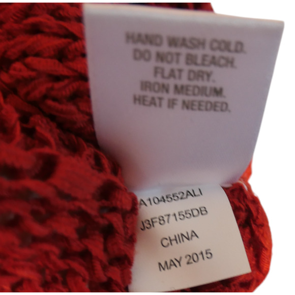 Vintage Crocheted Tunic Tank Sweater Womens 2X Burnt Orange Beaded Fringe Boho - Picture 10 of 11